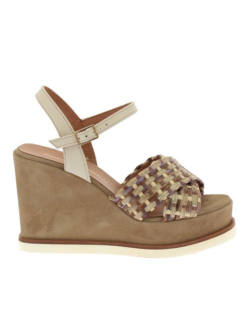 sandalo con zeppa da donna in raffia intrecciata beige GIANMARCO SORELLI | 2150X